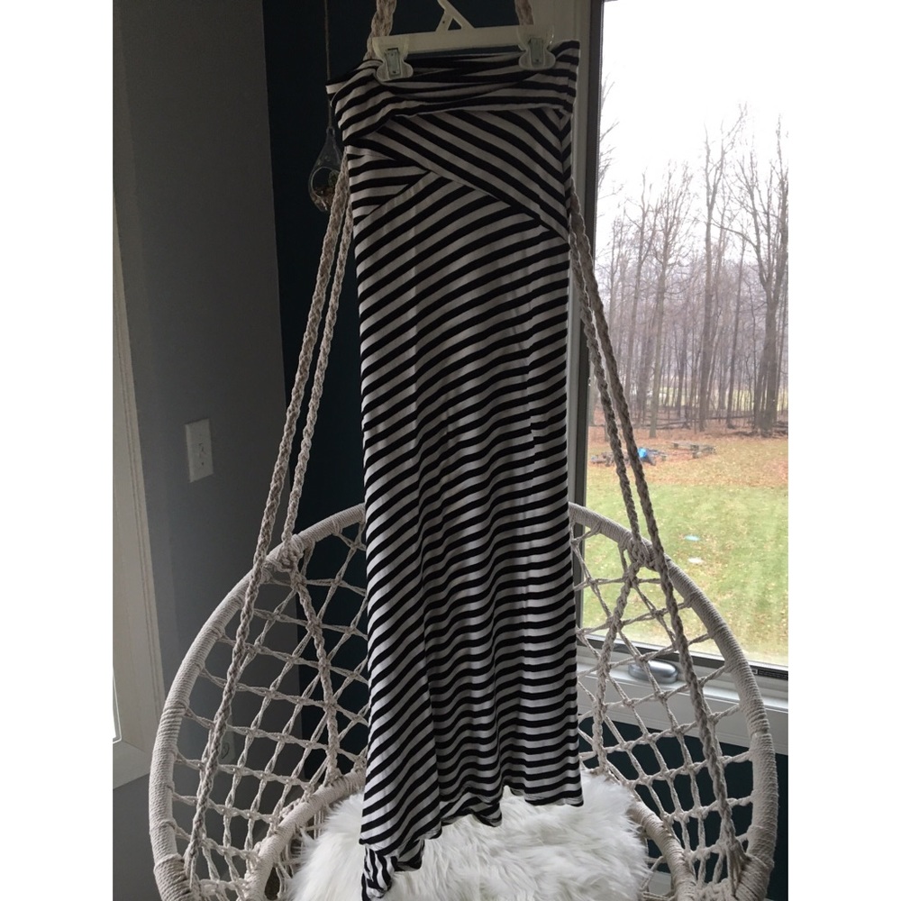 Black and white striped maxi skirt